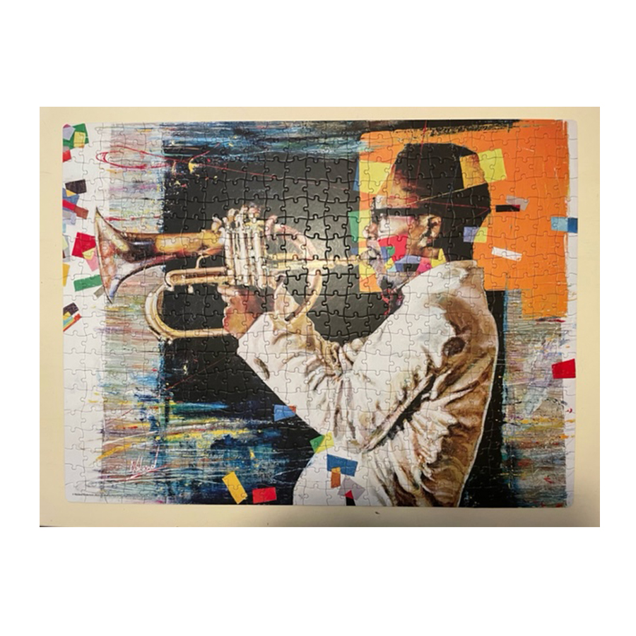 Completed 18 in. x 24 in. 500 piece Jigsaw Puzzle of a Jazz Musician